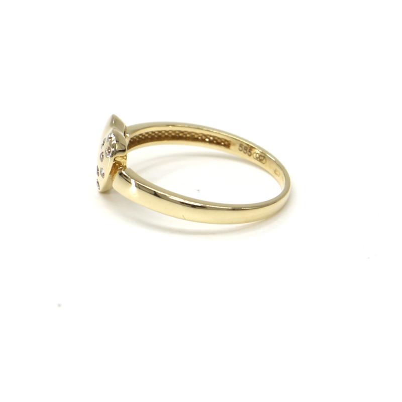 Prsten ze žlutého zlata a zirkony ve tvaru srdce Pattic AU 585/000 1,60 gr, BA01801