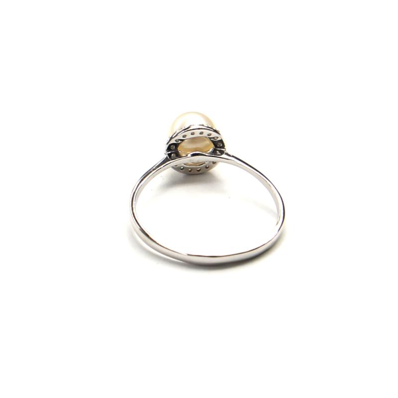 Prsten z bílého zlata s mořskou perlou a zirkony Pattic 1,85g BV500101W-58