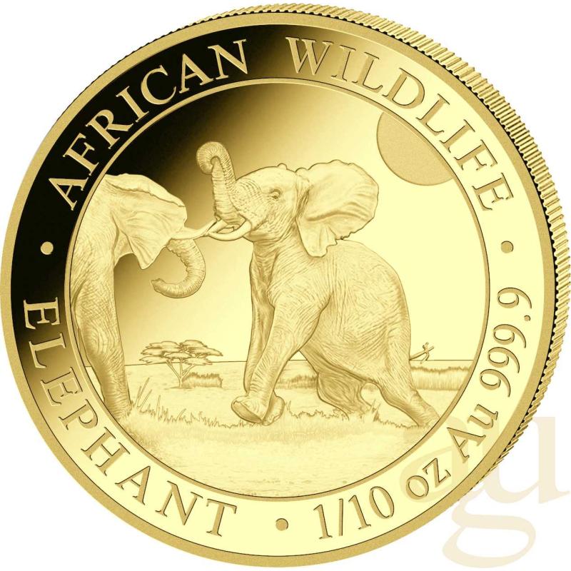 1/10 Unze Goldmünze Somalia Elefant 2024