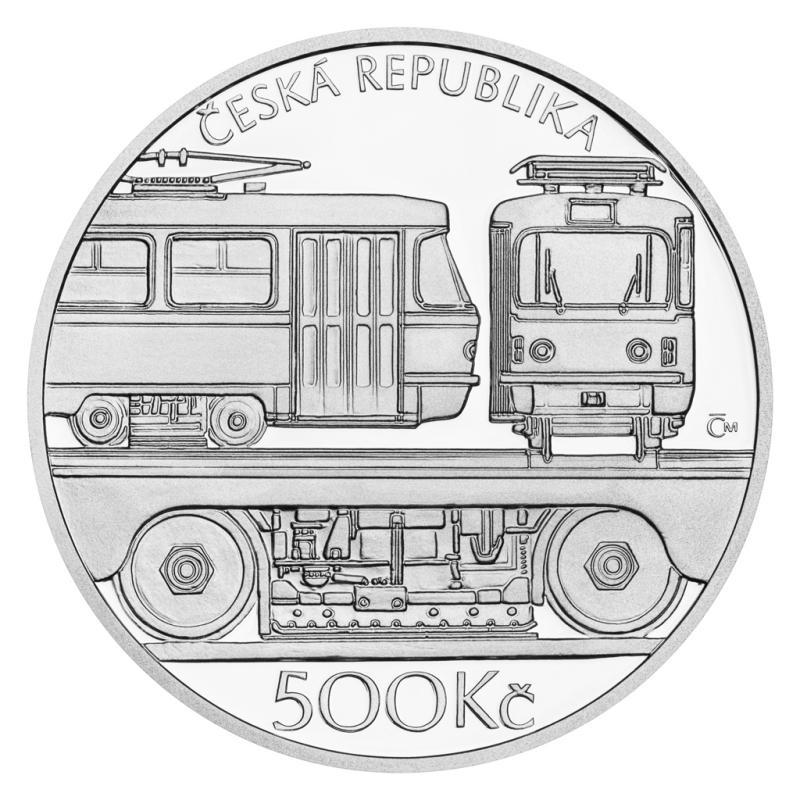 Stříbrná mince 500 Kč Tramvaj ČKD Tatra T3 2024 Proof 243