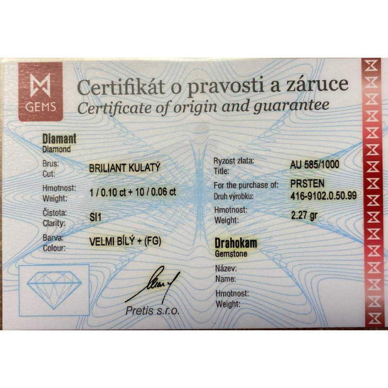 Zlatý prsten AU 585/1000 2,27 gr KPR411910201-51