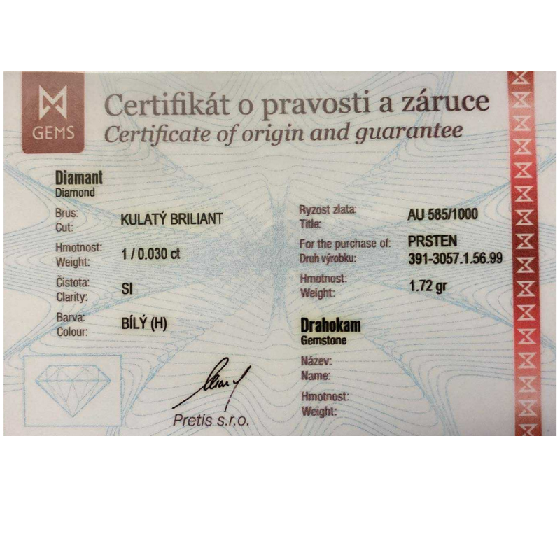 Zlatý prsten AU 585/1000 1,72 gr KPR391305701-56
