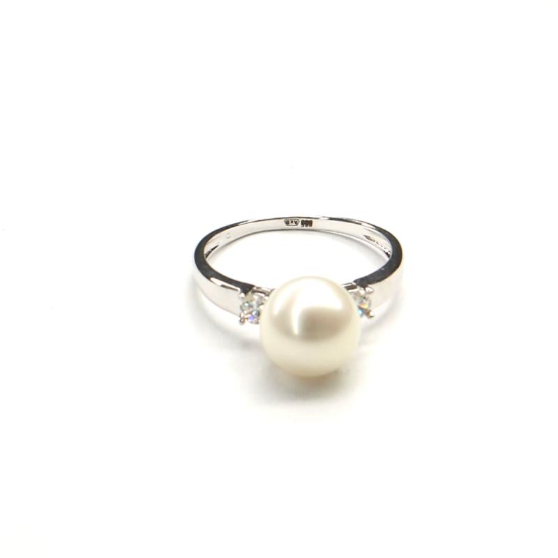 Prsteň z bieleho zlata s morskou perlou a zirkónmi Pattic 3g BV501901W-56