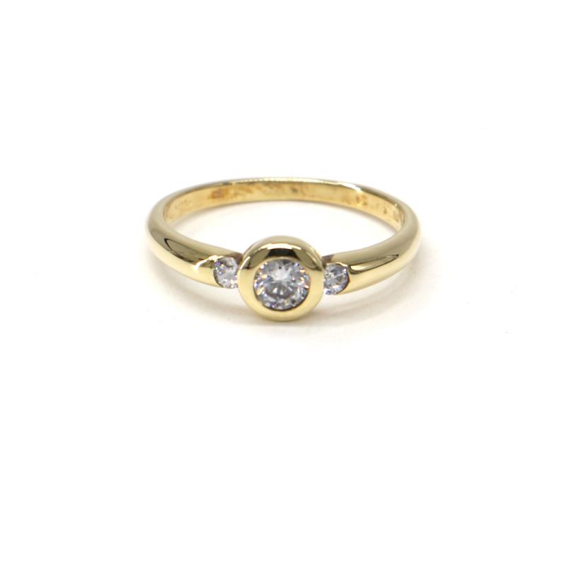 Prsten ze žlutého zlata se středovým zirkonem a zirkony Pattic AU 585/000 2,42 gr, PR681000801