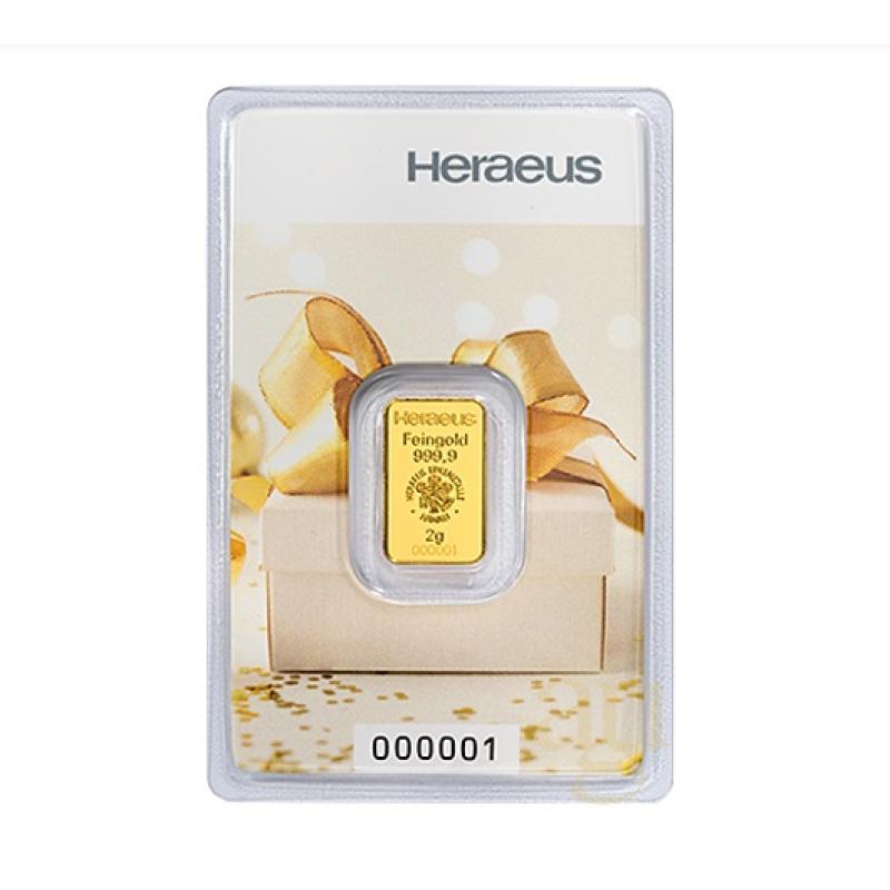 2 gramy zlatý slitek Argor Heraues 467084