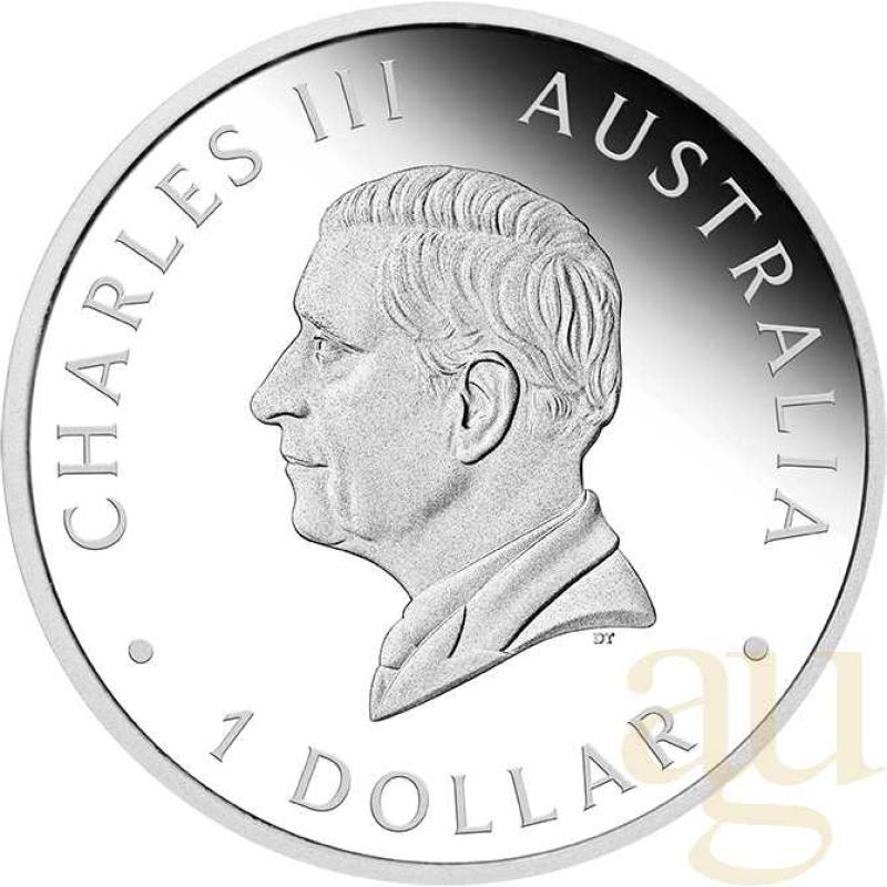 1 Unze Silbermünze Australien Känguru 2024 - King Charles Observe Proof