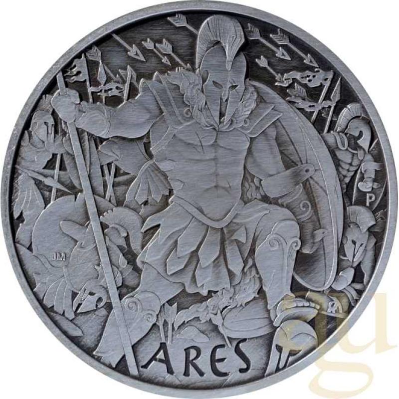 1 Unze Silbermünze Tuvalu - Gods of Olympus - Ares 2023 Antik Finish