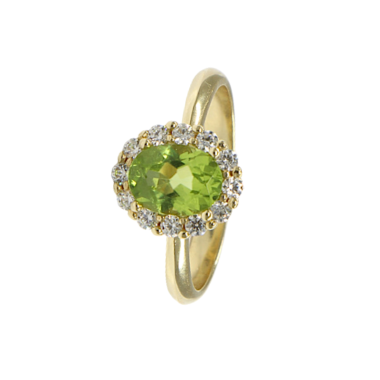 Zlatý prsten s olivínem a zirkony PATTIC AU 585/1000 3,70 gr GA1400201Y-56