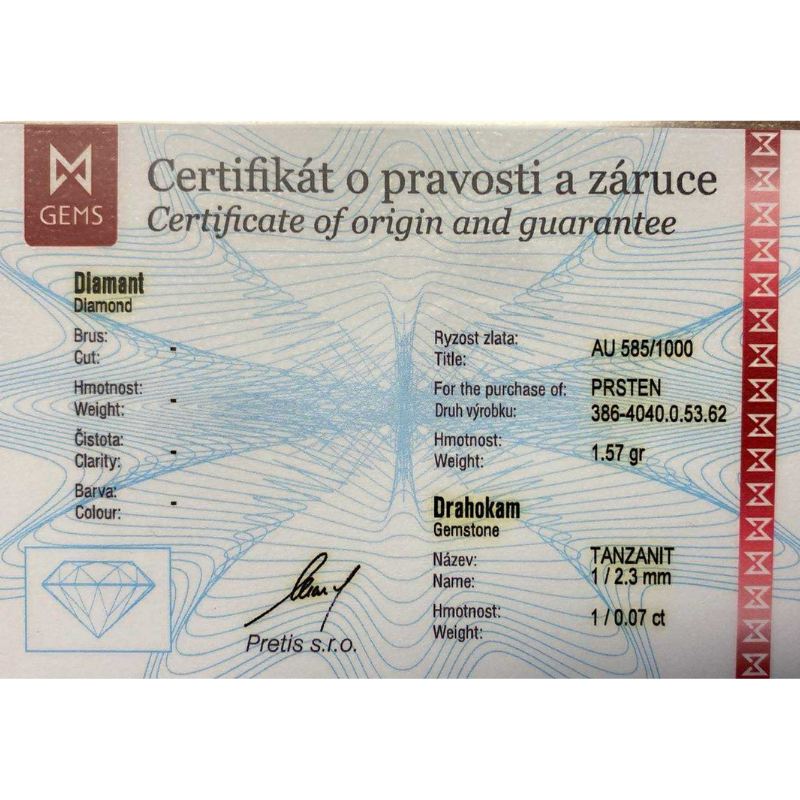 Zlatý prsten AU 585/1000 1,57 gr KPR381404001-53