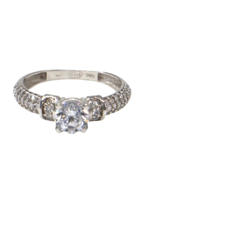 Prsten z bílého zlata se středovým zirkonem a zirkony Pattic AU 585/000 2,27 gr, PR116614501