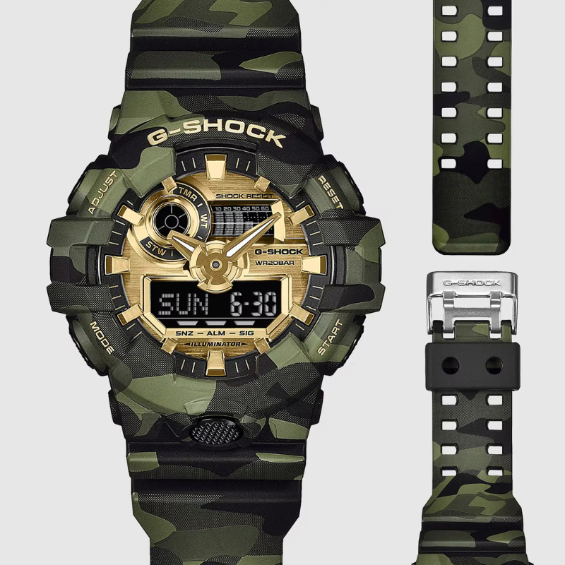Pánské hodinky CASIO G-Shock Camo and Gold GA-700CMG-3AER