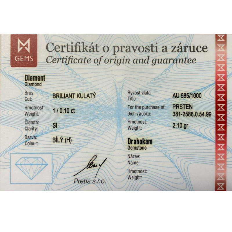 Zlatý prsten AU 585/1000 2,10 gr KPR381258601-54