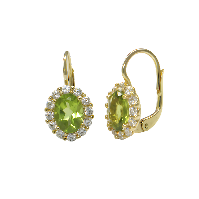 Zlaté náušnice PATTIC s olivínem a zirkony 3,65 gr GA1400204Y