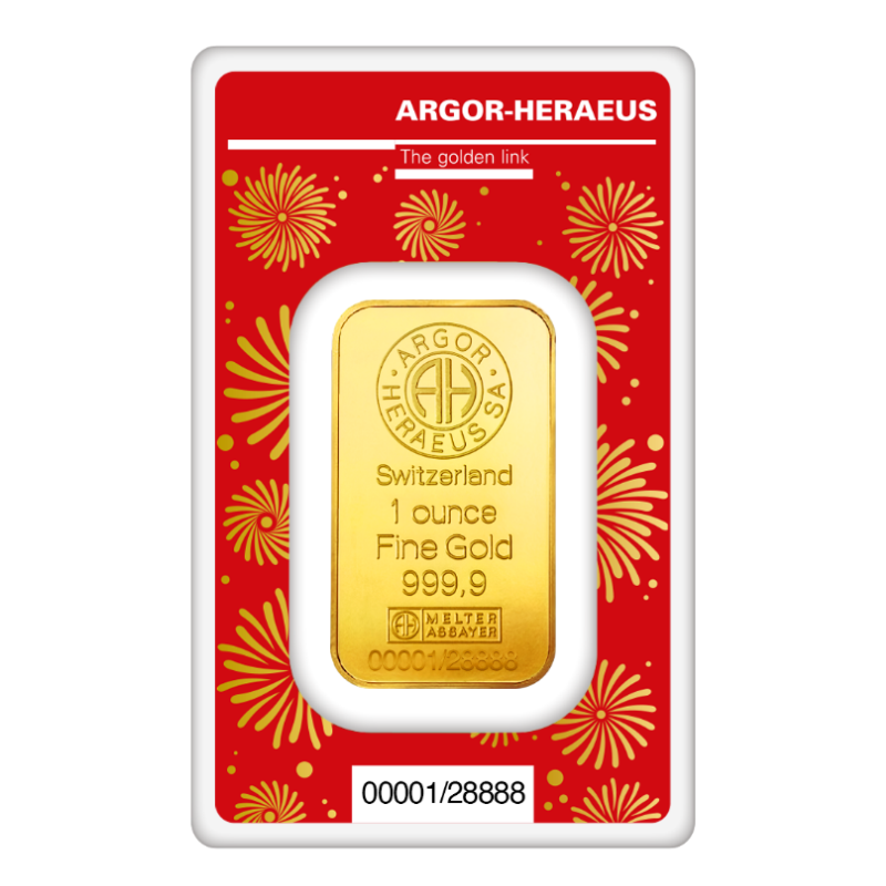 1 Oz investiční zlatý slitek Argor Heraeus Rok Draka 2024 SL013