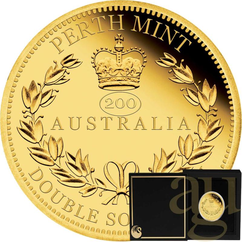 Double Australian Sovereign 2022 Goldmünze - Proof High Relief Piedfort