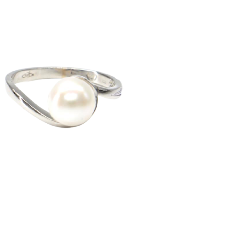 Prsten Pattic z bílého  zlata s perlou 2,67gr,  PR185098901-56