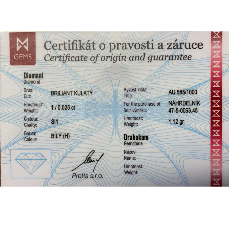 Zlatý náhrdelník AU 585/1000 1,12 gr KPR475006302