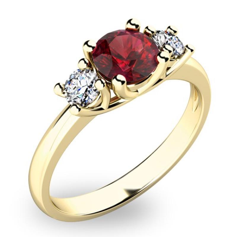Zlatý prsten s diamantem a granátem AU 585/1000 PATTIC G1080301-53