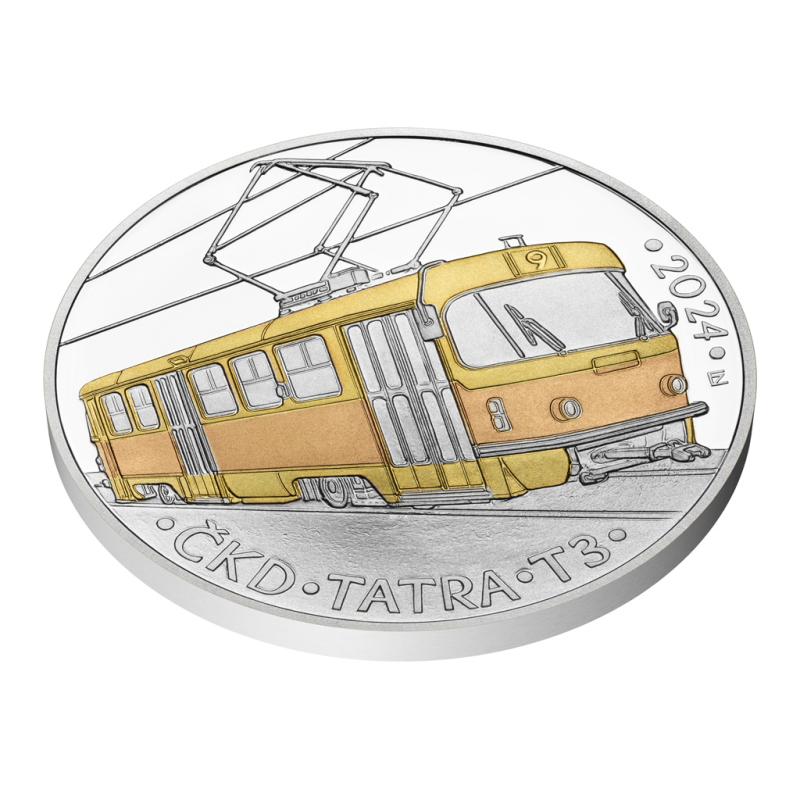 Stříbrná mince 500 Kč Tramvaj ČKD Tatra T3 2024 Proof 243