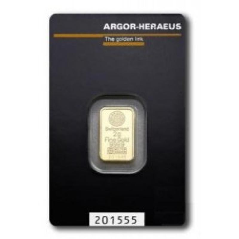 2 gramy zlatý slitek Argor Heraeus 511136