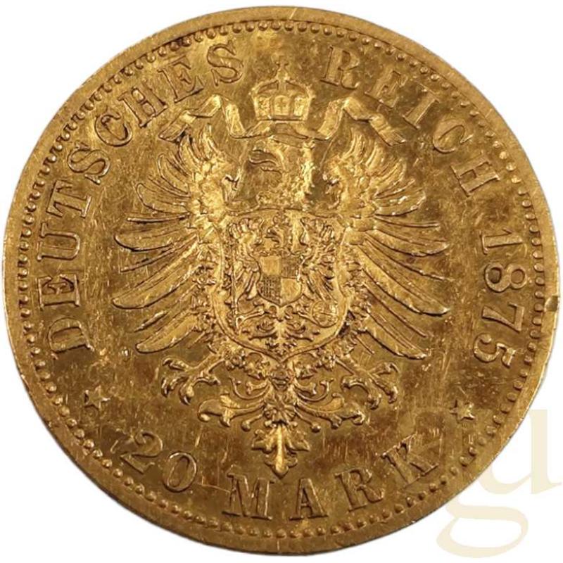 20 Mark Goldmünze Wilhelm I von Preußen 1875 (B)