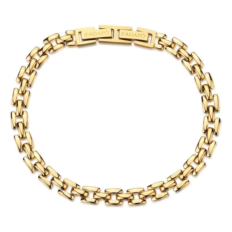 Pánský pozlacený náramek SAGAPO Ripple SRP98