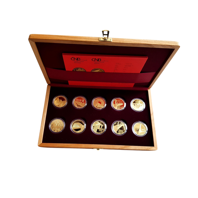 Sada 10 zlatých mincí ČNB - Mosty České republiky 2011-2015 (Proof) 07112025