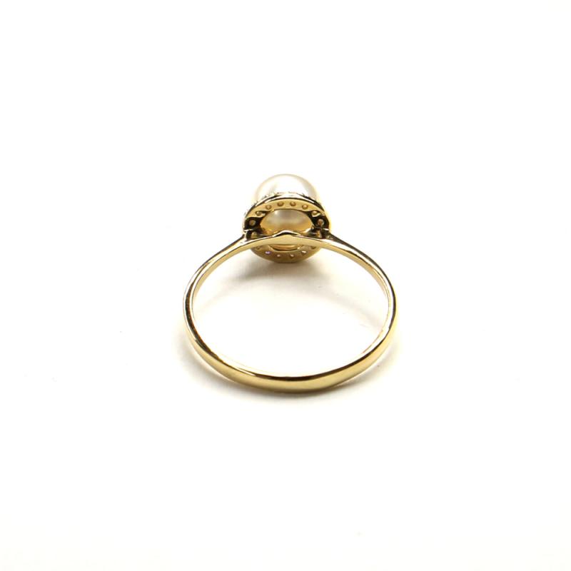 Prsteň zo žltého zlata, zirkóny a morskou perlou Pattic AU 585/000 1,8g BV500101Y-58