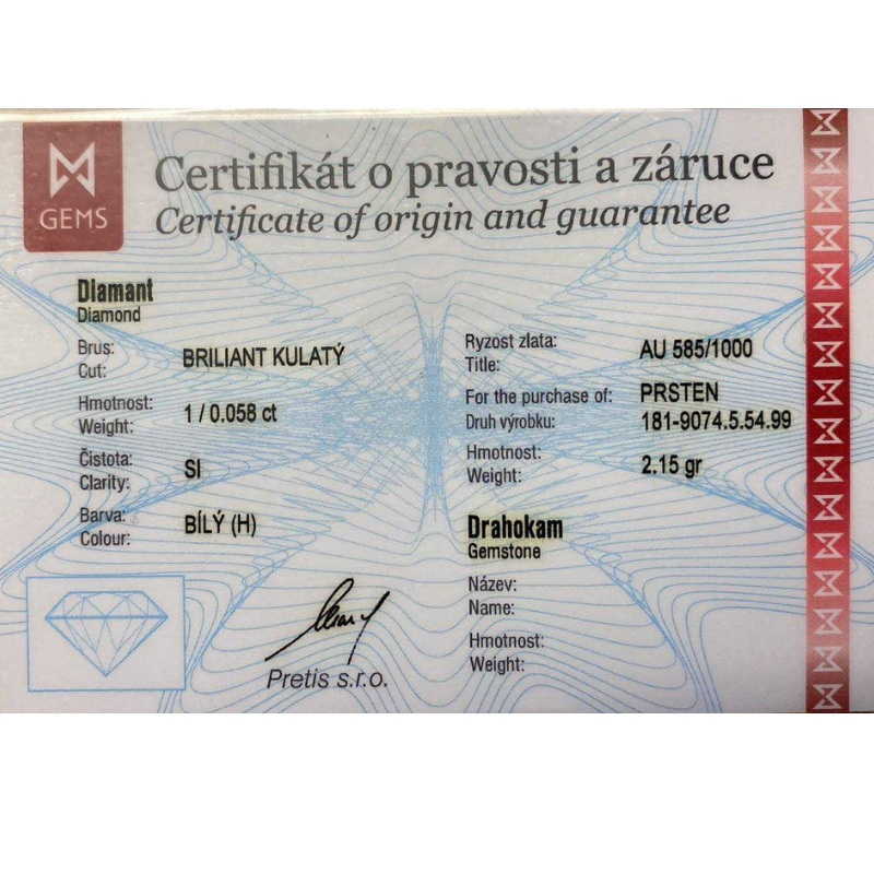 Zlatý prsten AU 585/1000 2,15 gr KPR181907401-54