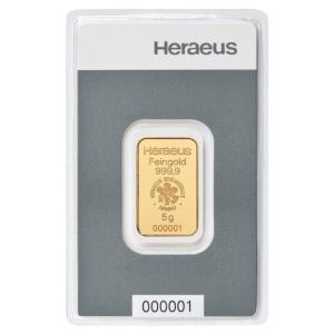 5 gramový zlatý slitek Argor Heraues SL002