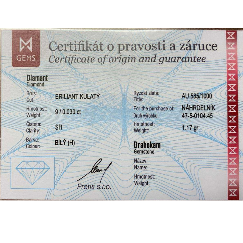 Zlatý náhrdelník AU 585/1000 1,17 gr KPR475010402-45