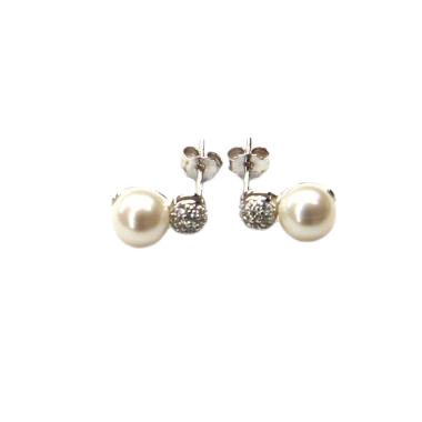 Náušnice z bílého zlata s mořskými perlami a zirkony Pattic AU 585/000 2,8g BV505604W
