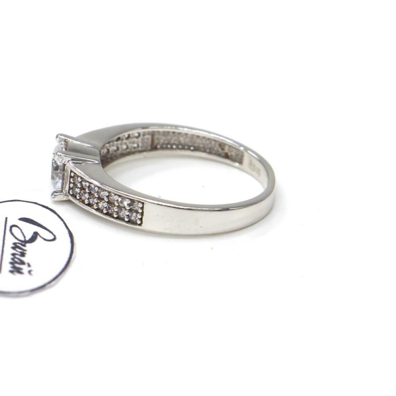 Prsten z bílého zlata se středovým zirkonem a zirkony  AU 585/000 2,45 gr, PR115062301
