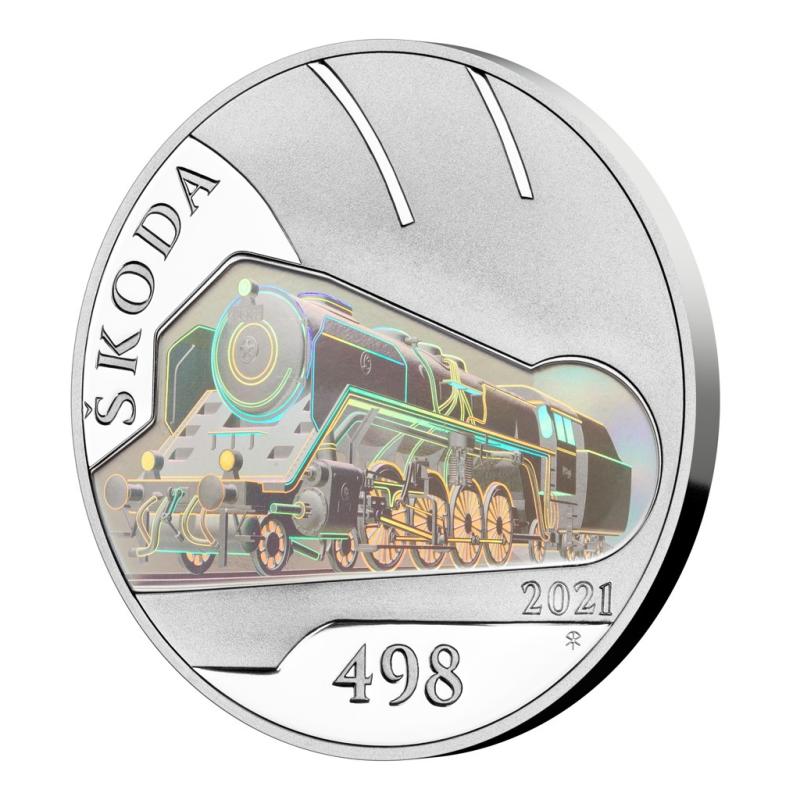 Stříbrná mince 500 Kč 2021 Parní lokomotiva Škoda 498 Albatros proof 