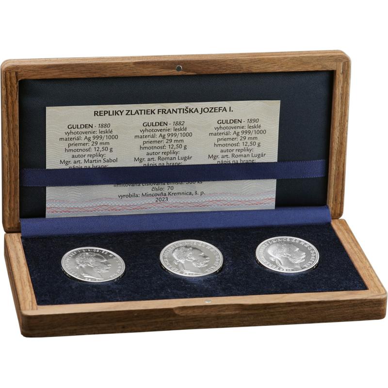 Stříbrné mince Repliky zlatiek Františka Jozefa I. (1880,1882,1890) 12213