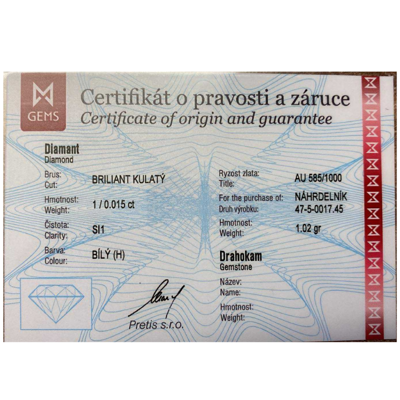 Zlatý náhrdelník AU 585/1000 1,02 gr KPR475001702-45