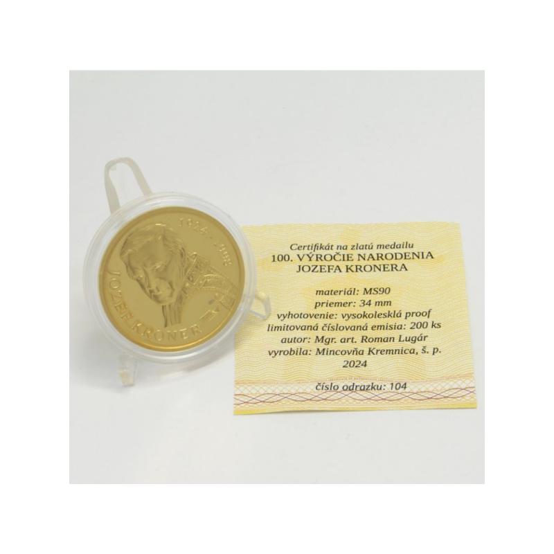 2024 - Medaile mosazná (pozlacená) - Josef Kroner - 100. výročí narození