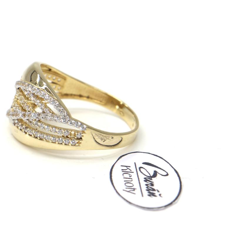 Prsten ze žlutého zlata a zirkony Pattic AU 585/000 2,90 gr, Z414001