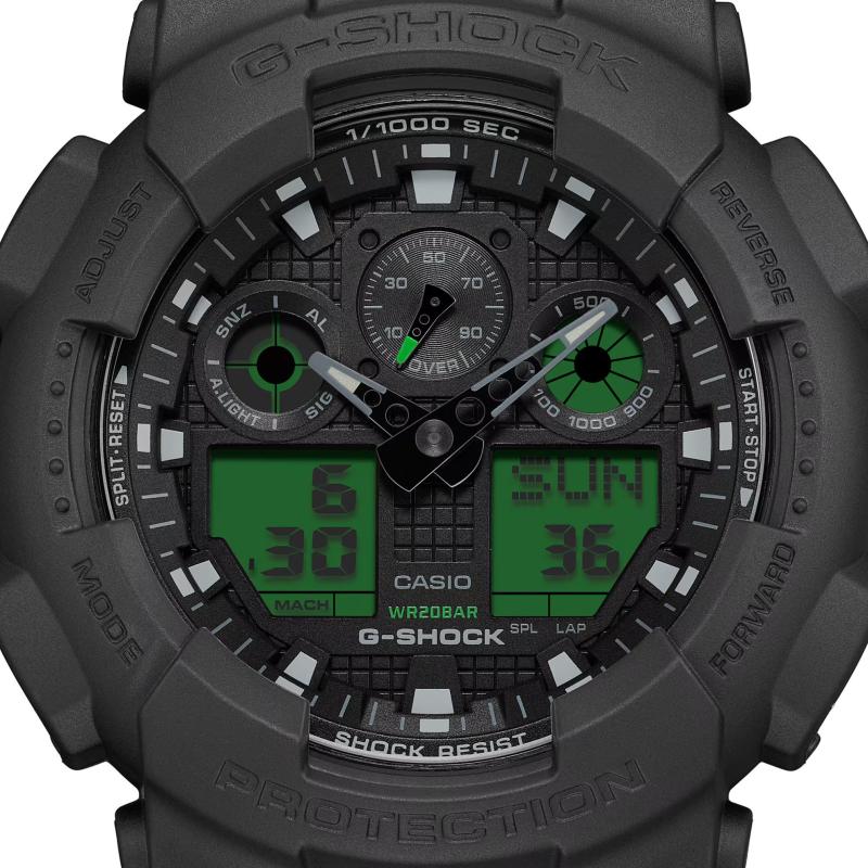 Pánské hodinky CASIO G-SHOCK Black and Electro Green GA-100BEG-1AER