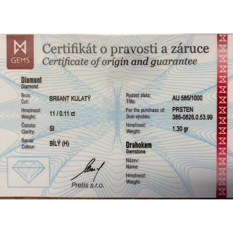 Zlatý prsten AU 585/1000 1,30 gr KPR381082601-53