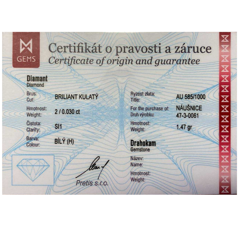 Zlaté náušnice AU 585/1000 1,47 gr KPR473006104