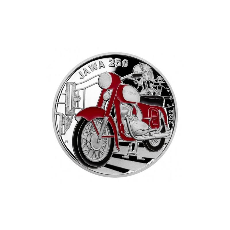 Strieborná mince 500 Kč Motocykl Jawa 250 2022 PROOF 9848