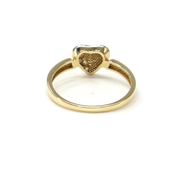 Prsten ze žlutého zlata a zirkony ve tvaru srdce Pattic AU 585/000 1,60 gr, BA01801