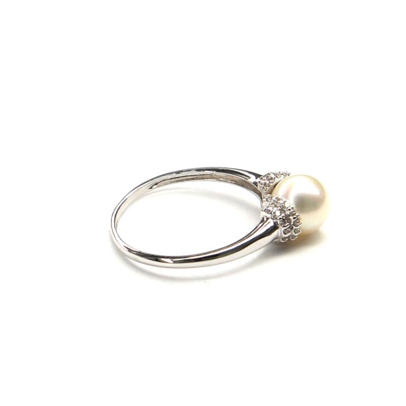 Prsten z bílého zlata s mořskou perlou a zirkony Pattic 2,8g BV509101W-60