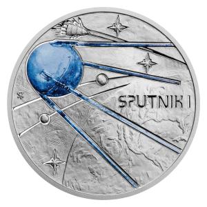 Strieborná minca Mliečna dráha - Prvá umelá družica proof 12195