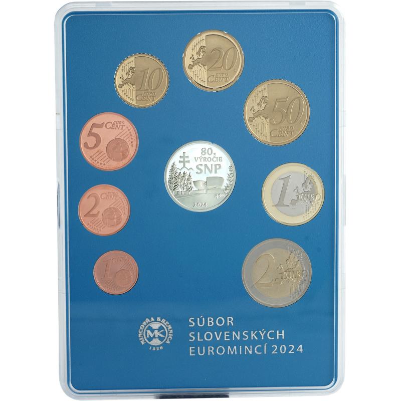 2024 - Súbor slovenských obehových euromincí - 80.výročie Slovenského národného povstania Proof like 12179