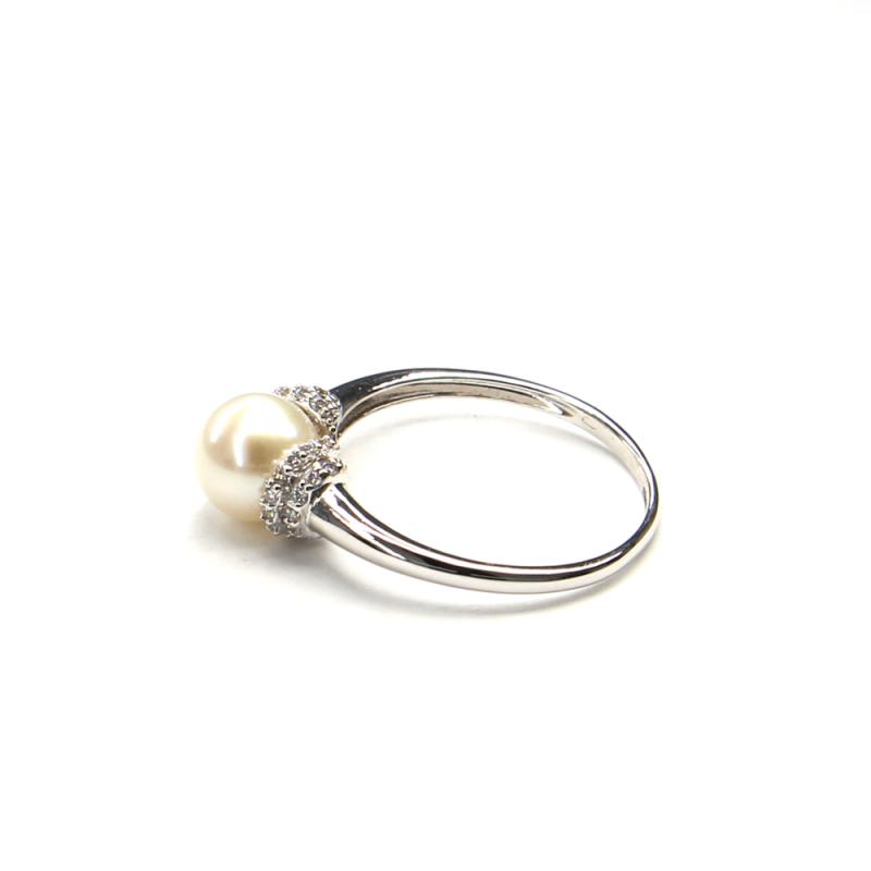 Prsteň z bieleho zlata s morskou perlou a zirkónmi Pattic 2,8 g BV509101W-60