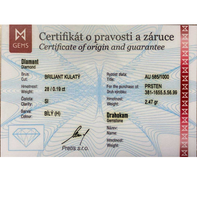 Zlatý prsten AU 585/1000 2,47 gr KPR381165501-56