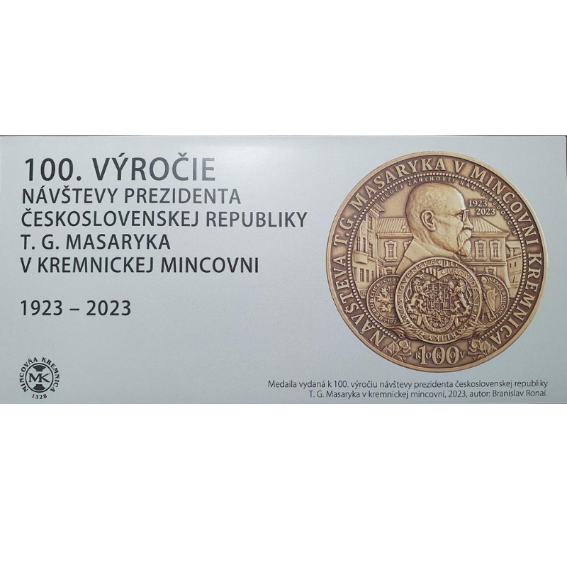 Stříbrná medaile - 100.výročí od návštěvy prezidenta T.G.Masaryka v Mincovně Kremnica