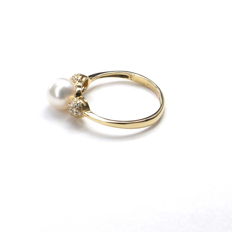 Prsten ze žlutého zlata,zirkony a perlou Pattic AU 585/000 2,50 gr, BV505601Y-58